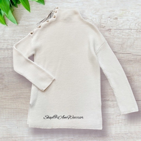 J.Crew ivory lace up mock neck tunic sweater *shop@iamwarrior - Picture 3 of 8